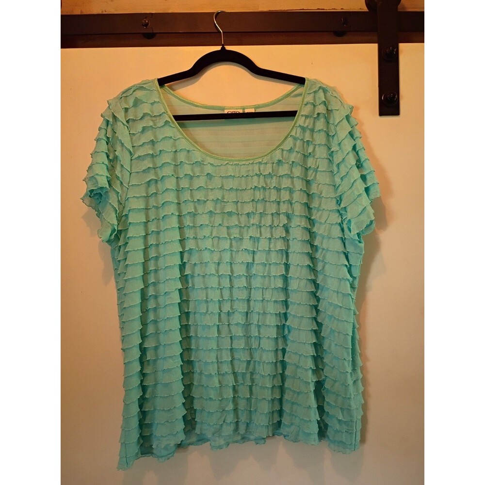 Cato Woman Light Blue Ruffled Blouse Plus Size 22/24W
